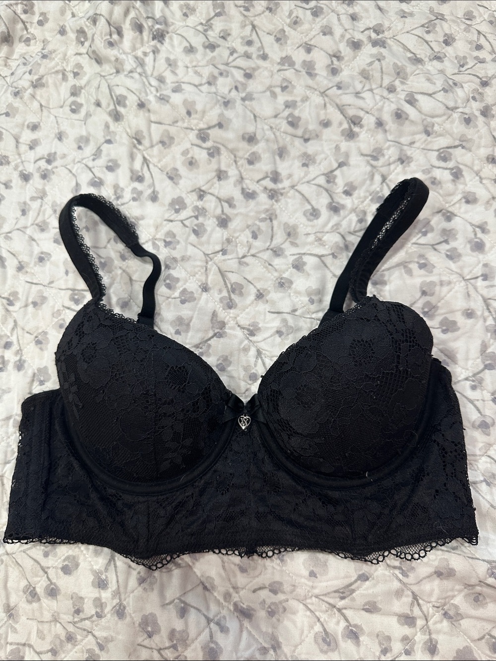 Victoria's Secret Black Lace Longline Bra